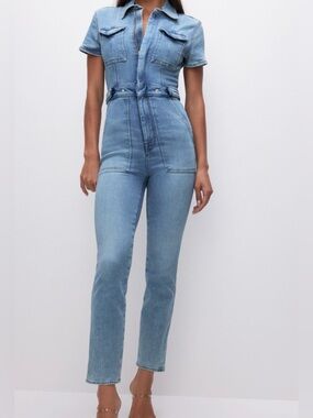 Good American Light Blue Denim Jumpsuit Overalls